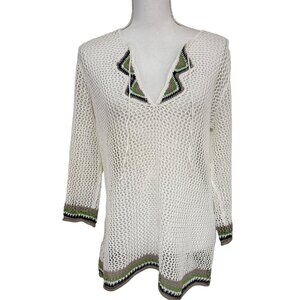 Tommy Bahama Swim Cover Up Womens Size Large Crochet Linen Cotton Blend